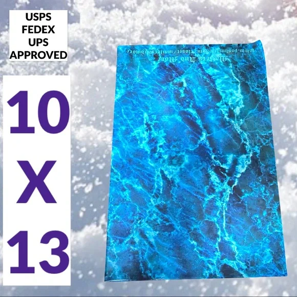25 10X13 Poly Mailers Blue Ice Water Marble Shipping Envelopes PRICE IS FIRM - Picture 9 of 10